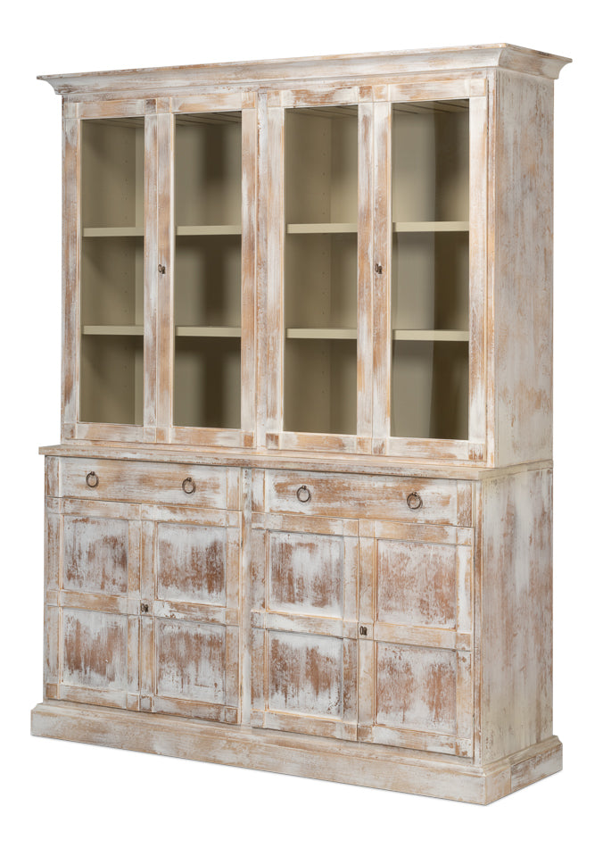 American Home Furniture | Sarreid - Center Media Unit & Hutch - Disrupted Wht