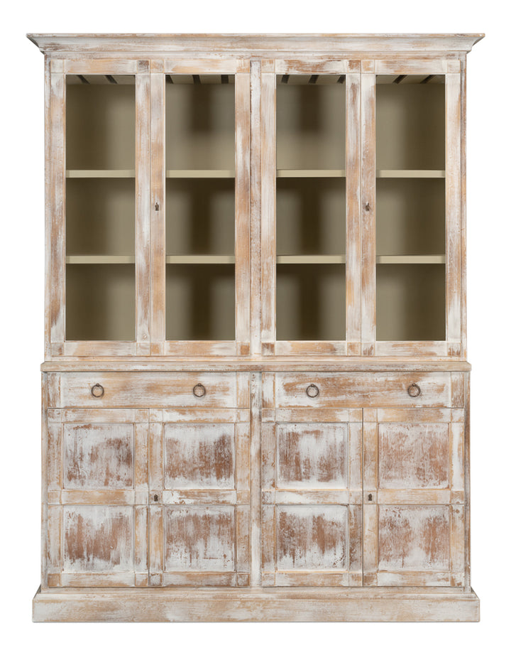 American Home Furniture | Sarreid - Center Media Unit & Hutch - Disrupted Wht