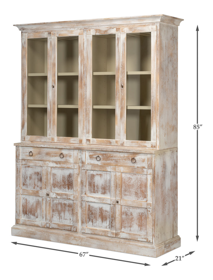 American Home Furniture | Sarreid - Center Media Unit & Hutch - Disrupted Wht