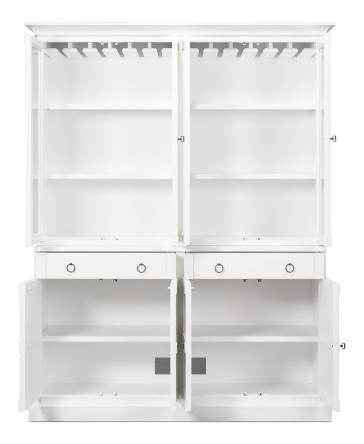 American Home Furniture | Sarreid - Center Media Unit & Hutch - Cortina White