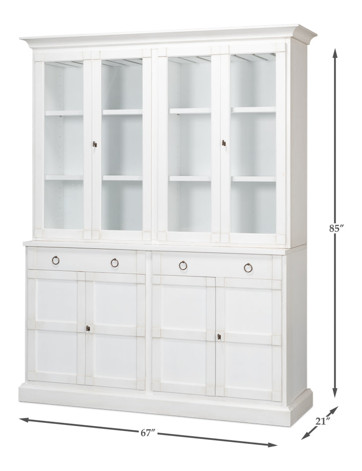 American Home Furniture | Sarreid - Center Media Unit & Hutch - Cortina White