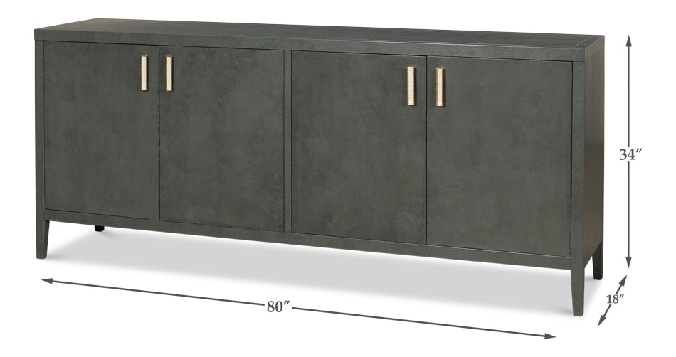 American Home Furniture | Sarreid - Blanco 4 Door Buffet - Stone Grey