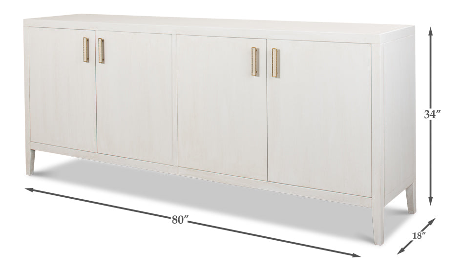 American Home Furniture | Sarreid - Blanco 4 Door Buffet - Cortina White