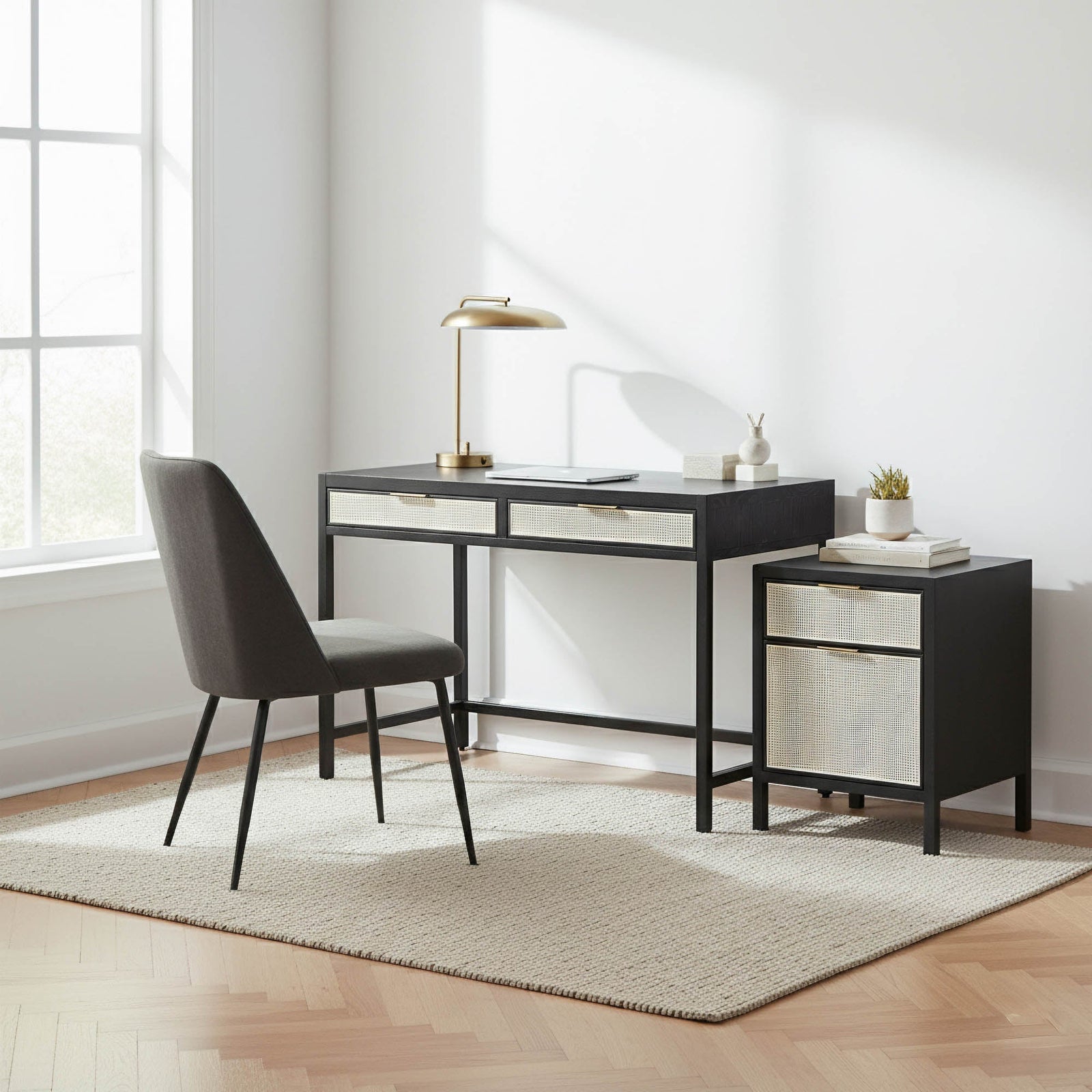Rattan Filing Cabinet - Ebony