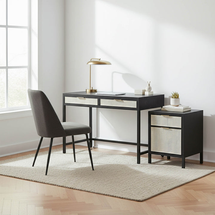 Rattan Filing Cabinet - Ebony