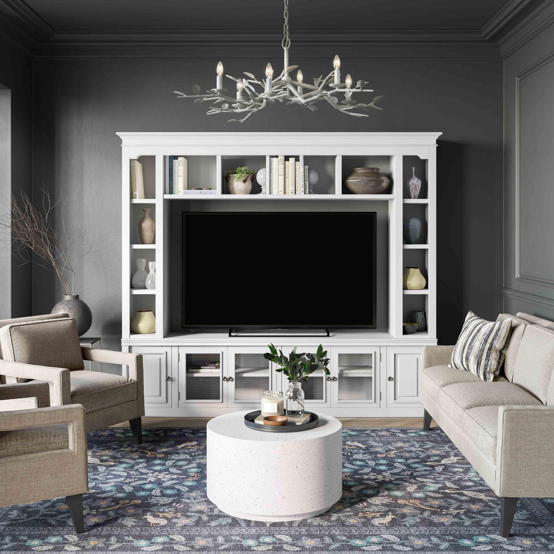 American Home Furniture | TOV Furniture - Virginia White Entertainment Center for TVs up to 75"