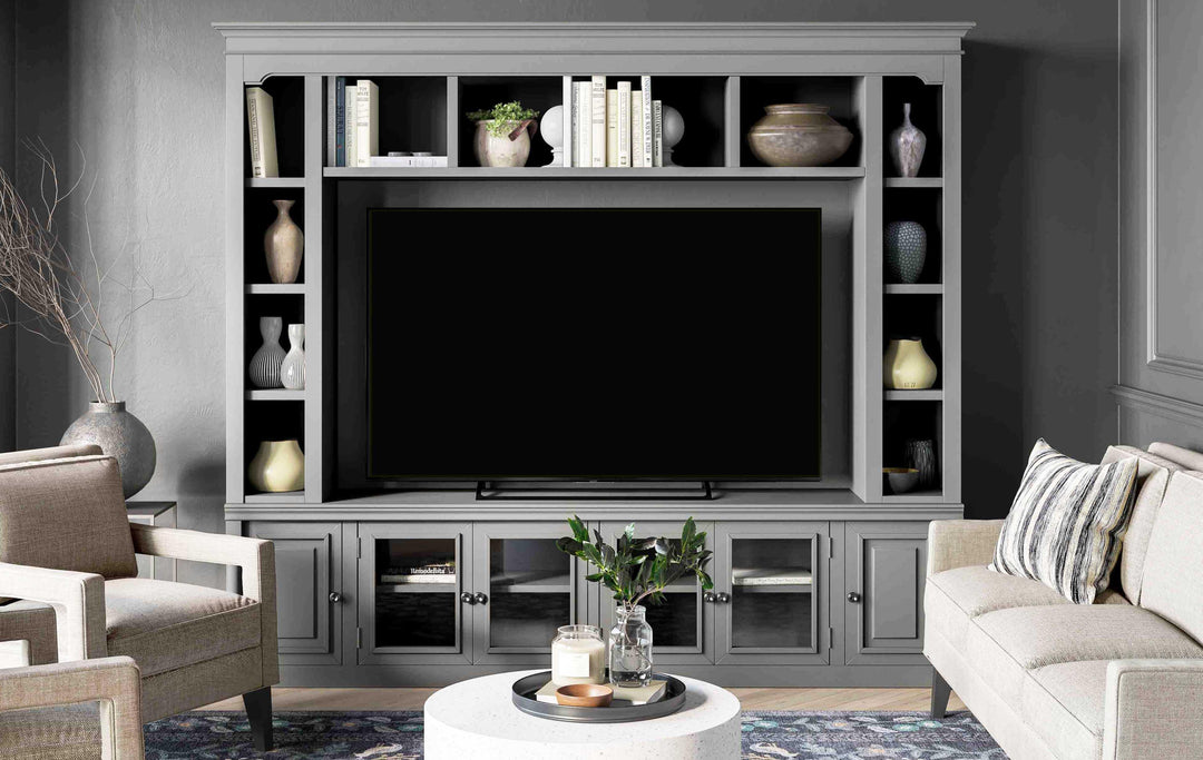 American Home Furniture | TOV Furniture - Virginia Gray Entertainment Center for TVs up to 75"