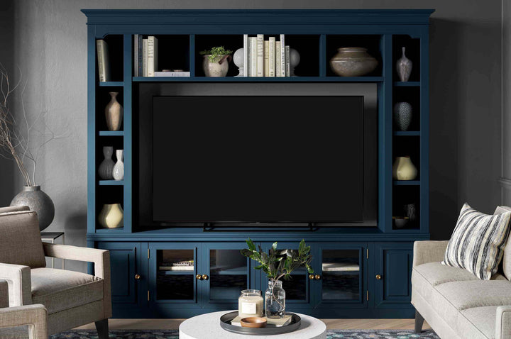 American Home Furniture | TOV Furniture - Virginia Blue Entertainment Center for TVs up to 75"