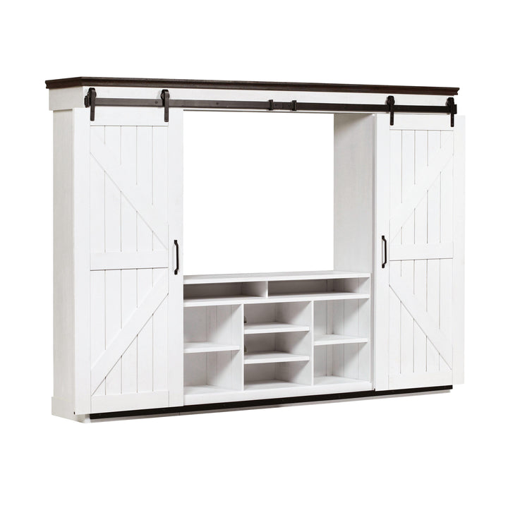 American Home Furniture | TOV Furniture - Harrison Distressed White Entertainment Center