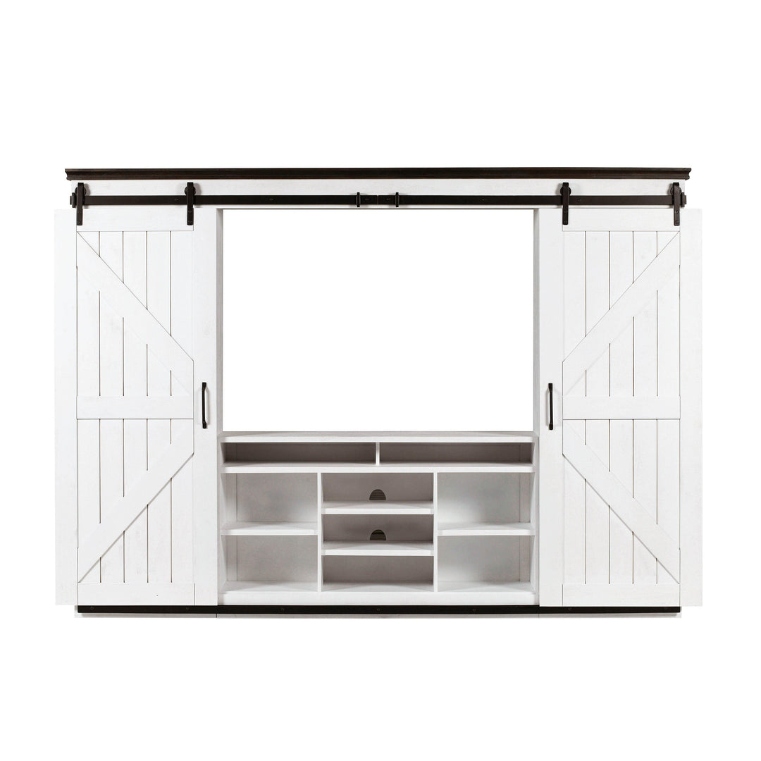 American Home Furniture | TOV Furniture - Harrison Distressed White Entertainment Center