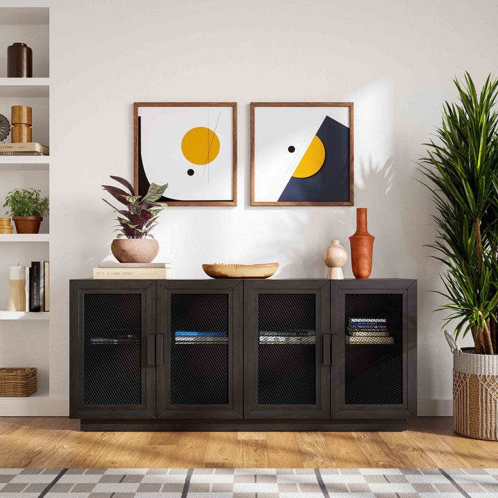 American Home Furniture | TOV Furniture - Nolan Black Wood Media Console