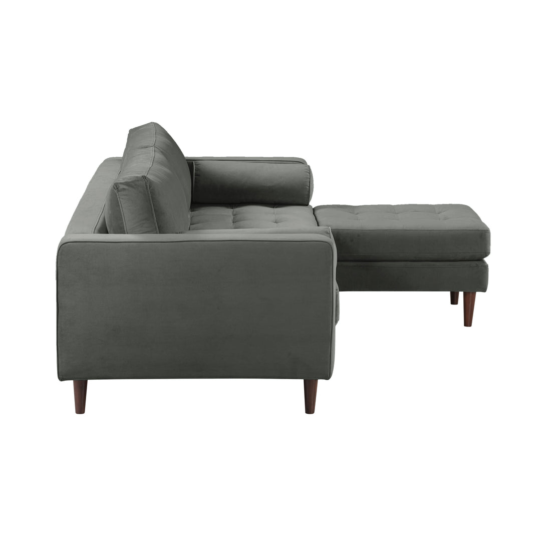 American Home Furniture | TOV Furniture - Cave Ash Gray Velvet Sectional