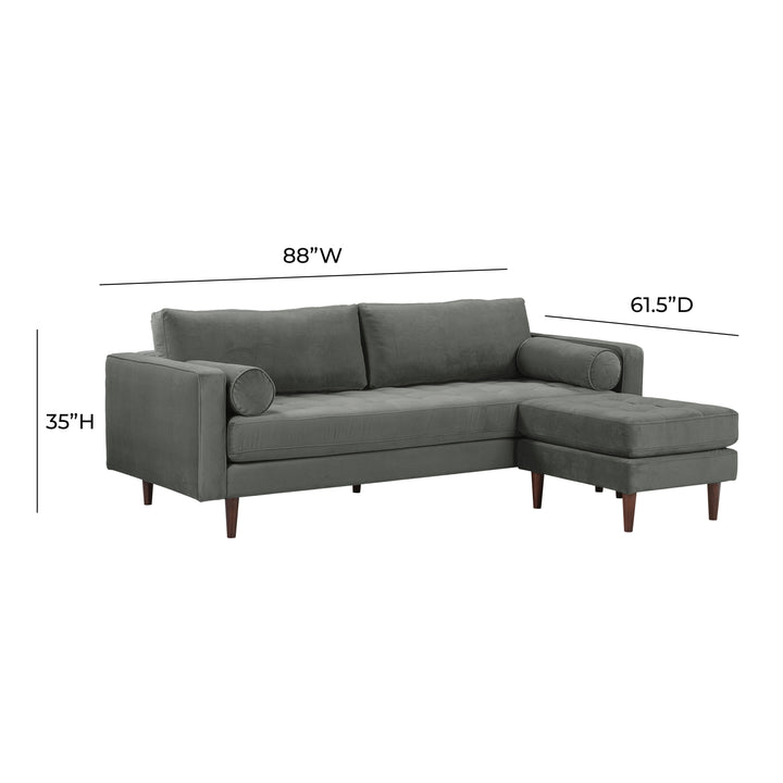 American Home Furniture | TOV Furniture - Cave Ash Gray Velvet Sectional