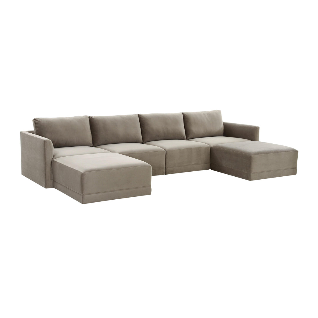 American Home Furniture | TOV Furniture - Willow Taupe Modular U Sectional