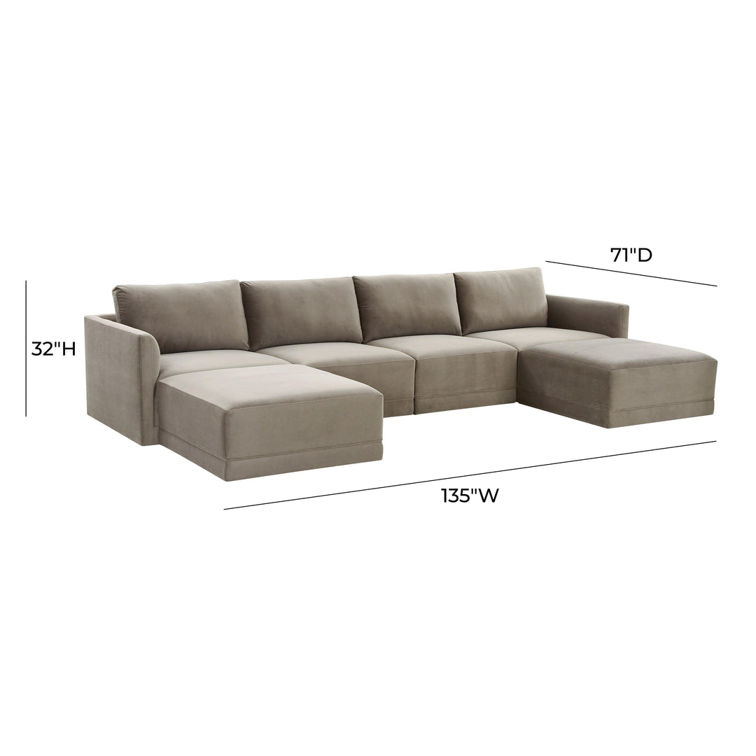 American Home Furniture | TOV Furniture - Willow Taupe Modular U Sectional