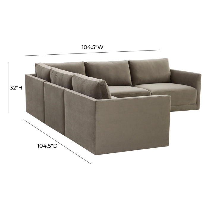 American Home Furniture | TOV Furniture - Willow Taupe Modular L Sectional