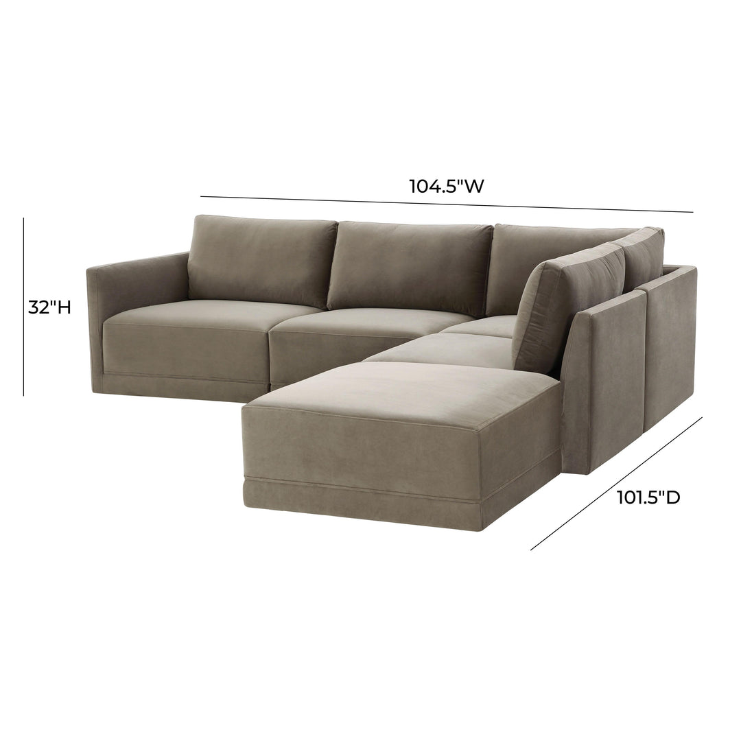 American Home Furniture | TOV Furniture - Willow Taupe Modular RAF Sectional