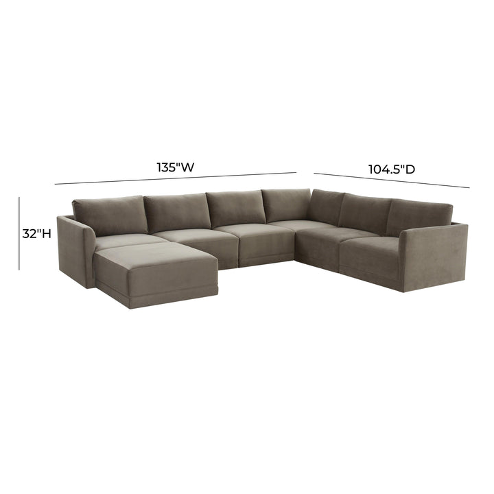 American Home Furniture | TOV Furniture - Willow Taupe Modular Large Chaise Sectional