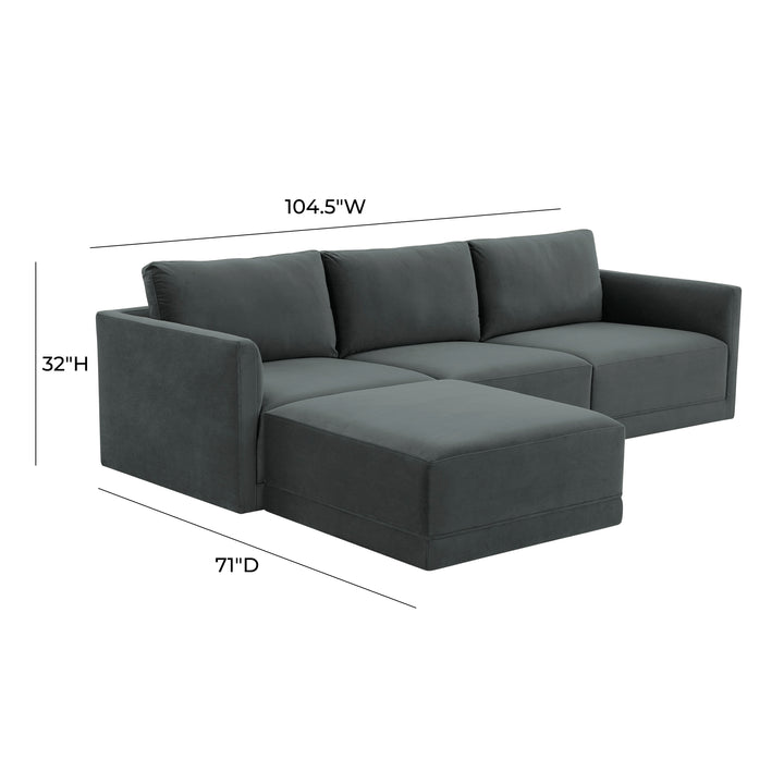 American Home Furniture | TOV Furniture - Willow Charcoal Modular Sectional