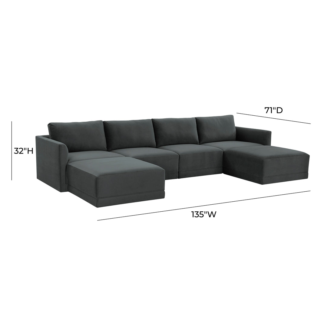 American Home Furniture | TOV Furniture - Willow Charcoal Modular U Sectional