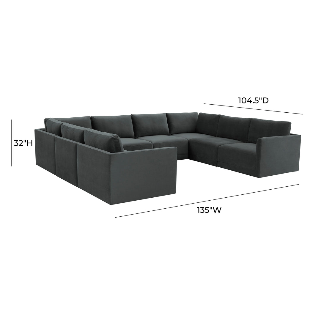 American Home Furniture | TOV Furniture - Willow Charcoal Modular Large U Sectional