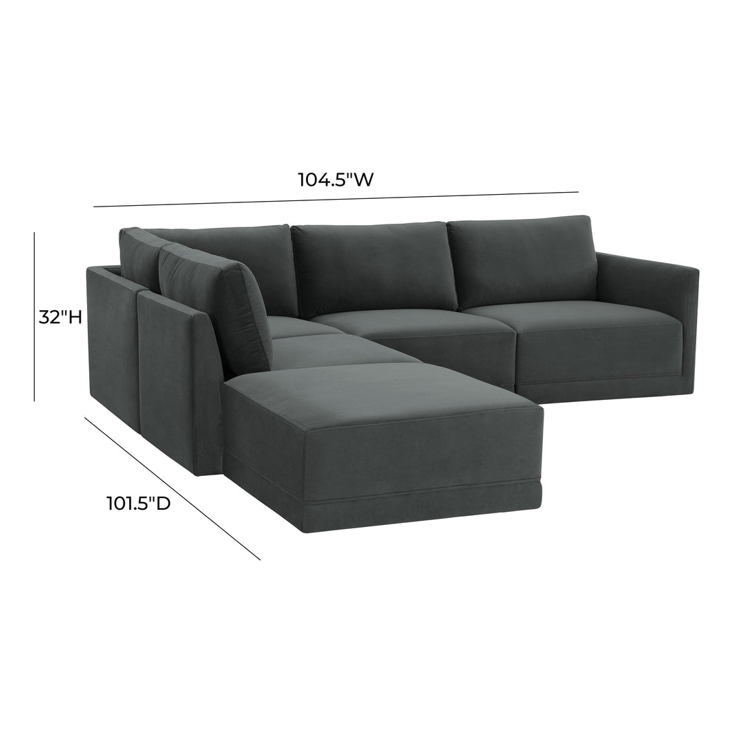 American Home Furniture | TOV Furniture - Willow Charcoal Modular LAF Sectional