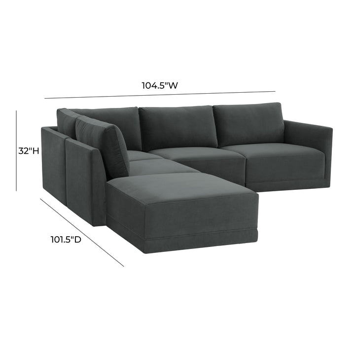 American Home Furniture | TOV Furniture - Willow Charcoal Modular LAF Sectional