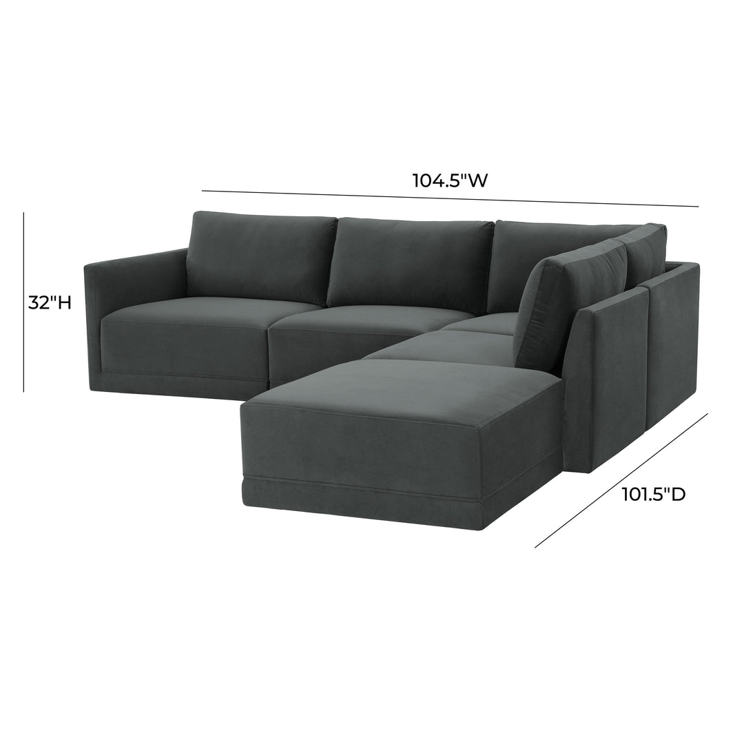 American Home Furniture | TOV Furniture - Willow Charcoal Modular RAF Sectional