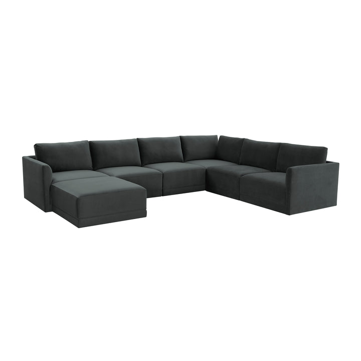 American Home Furniture | TOV Furniture - Willow Charcoal Modular Large Chaise Sectional