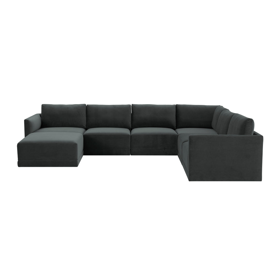 American Home Furniture | TOV Furniture - Willow Charcoal Modular Large Chaise Sectional