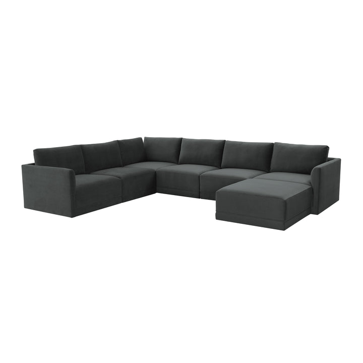 American Home Furniture | TOV Furniture - Willow Charcoal Modular Large Chaise Sectional