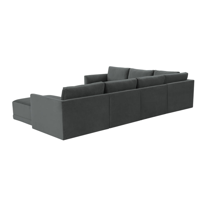 American Home Furniture | TOV Furniture - Willow Charcoal Modular Large Chaise Sectional