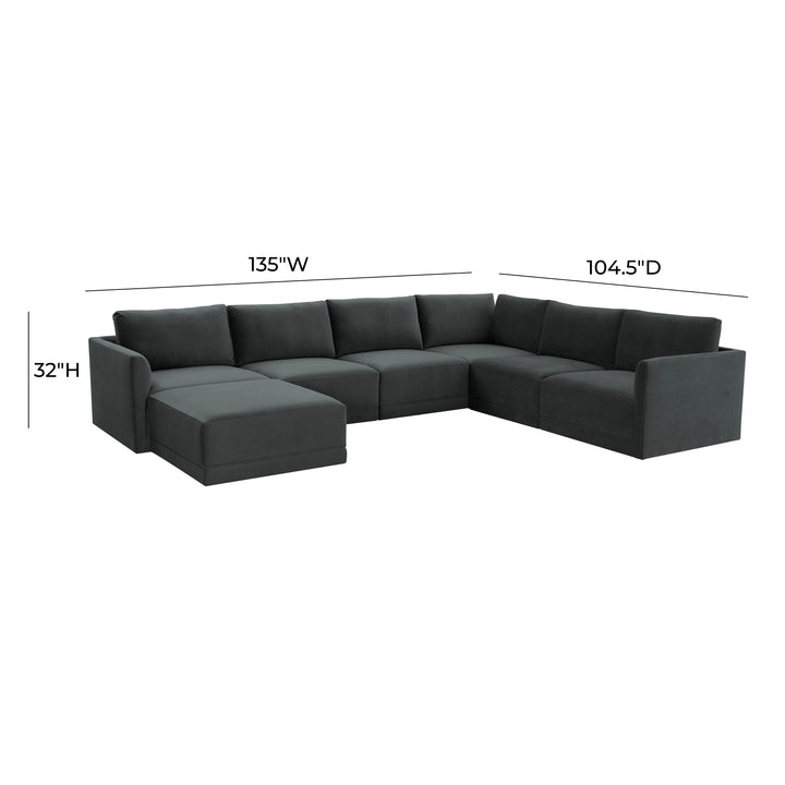 American Home Furniture | TOV Furniture - Willow Charcoal Modular Large Chaise Sectional