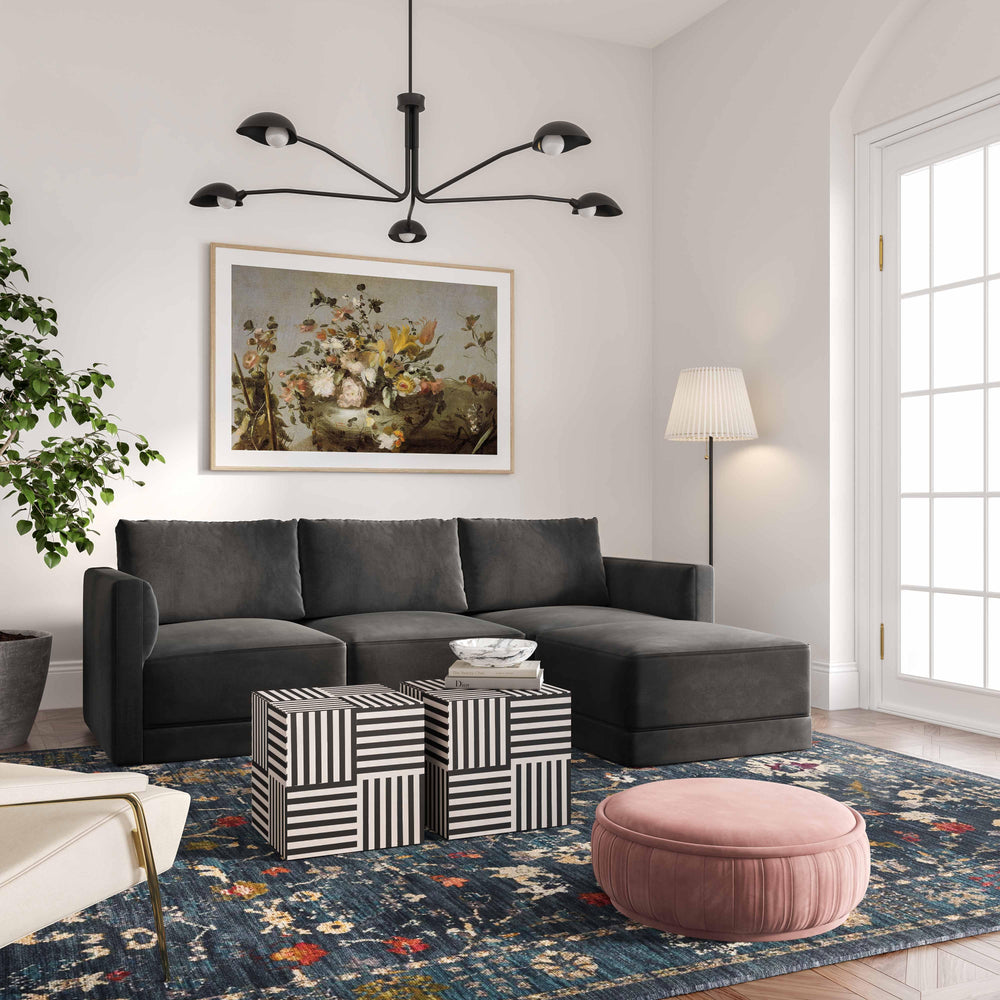 American Home Furniture | TOV Furniture - Willow Charcoal Ottoman