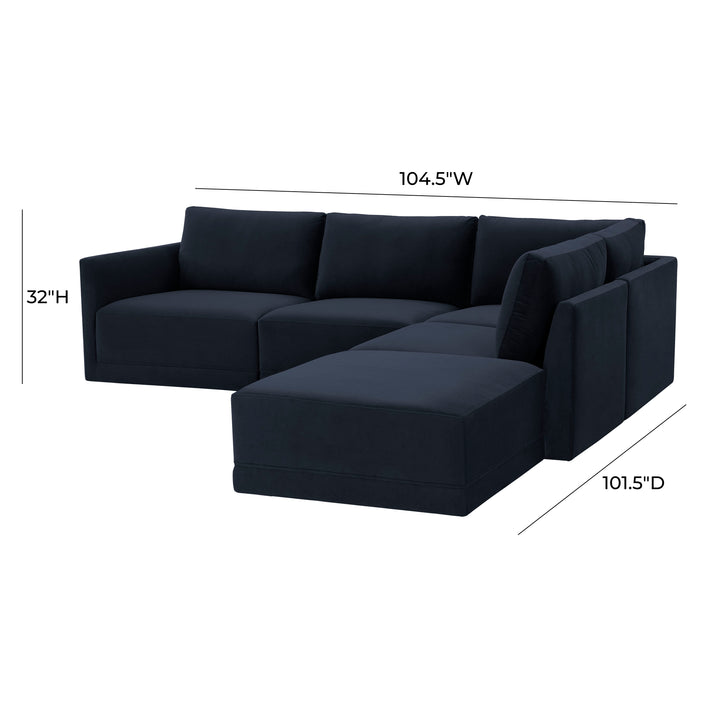 American Home Furniture | TOV Furniture - Willow Navy Modular RAF Sectional