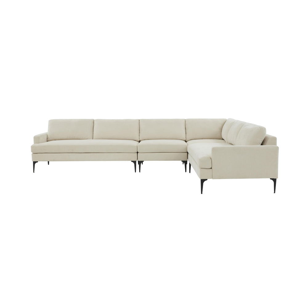 American Home Furniture | TOV Furniture - Serena Cream Velvet Large L-Sectional with Black Legs