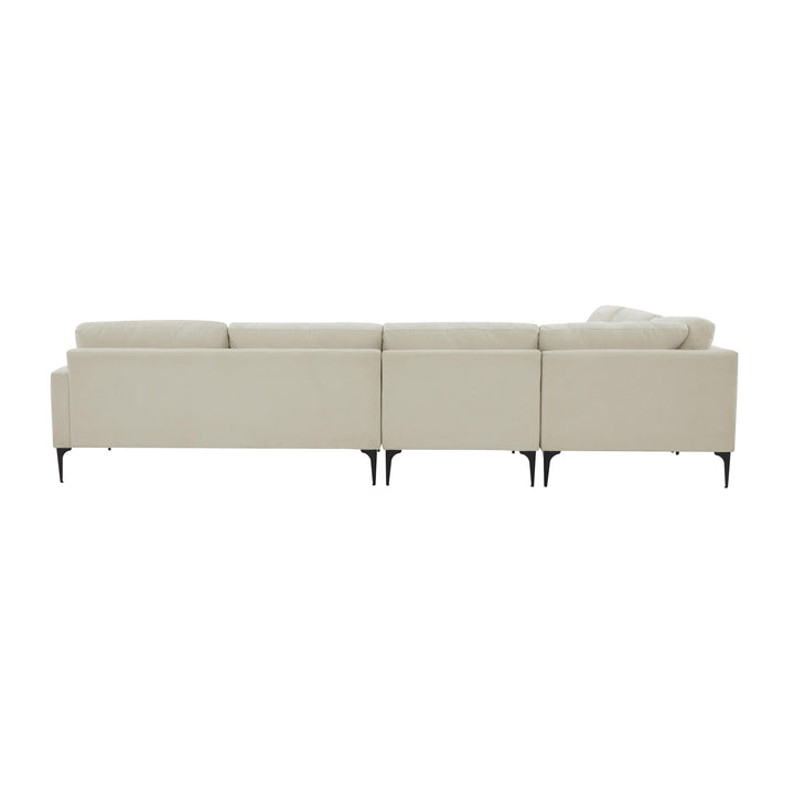 American Home Furniture | TOV Furniture - Serena Cream Velvet Large L-Sectional with Black Legs