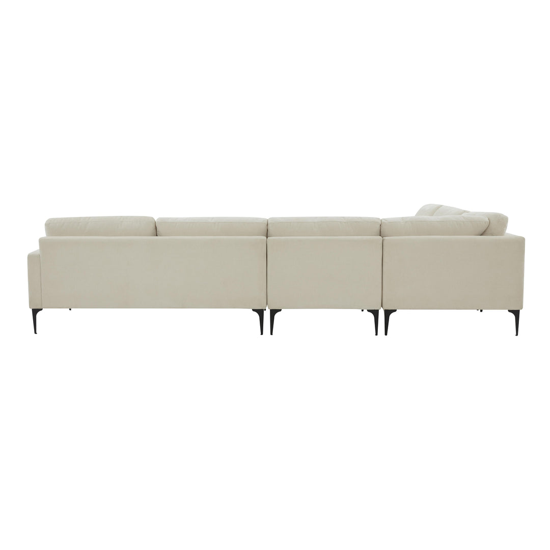 American Home Furniture | TOV Furniture - Serena Cream Velvet Large L-Sectional with Black Legs