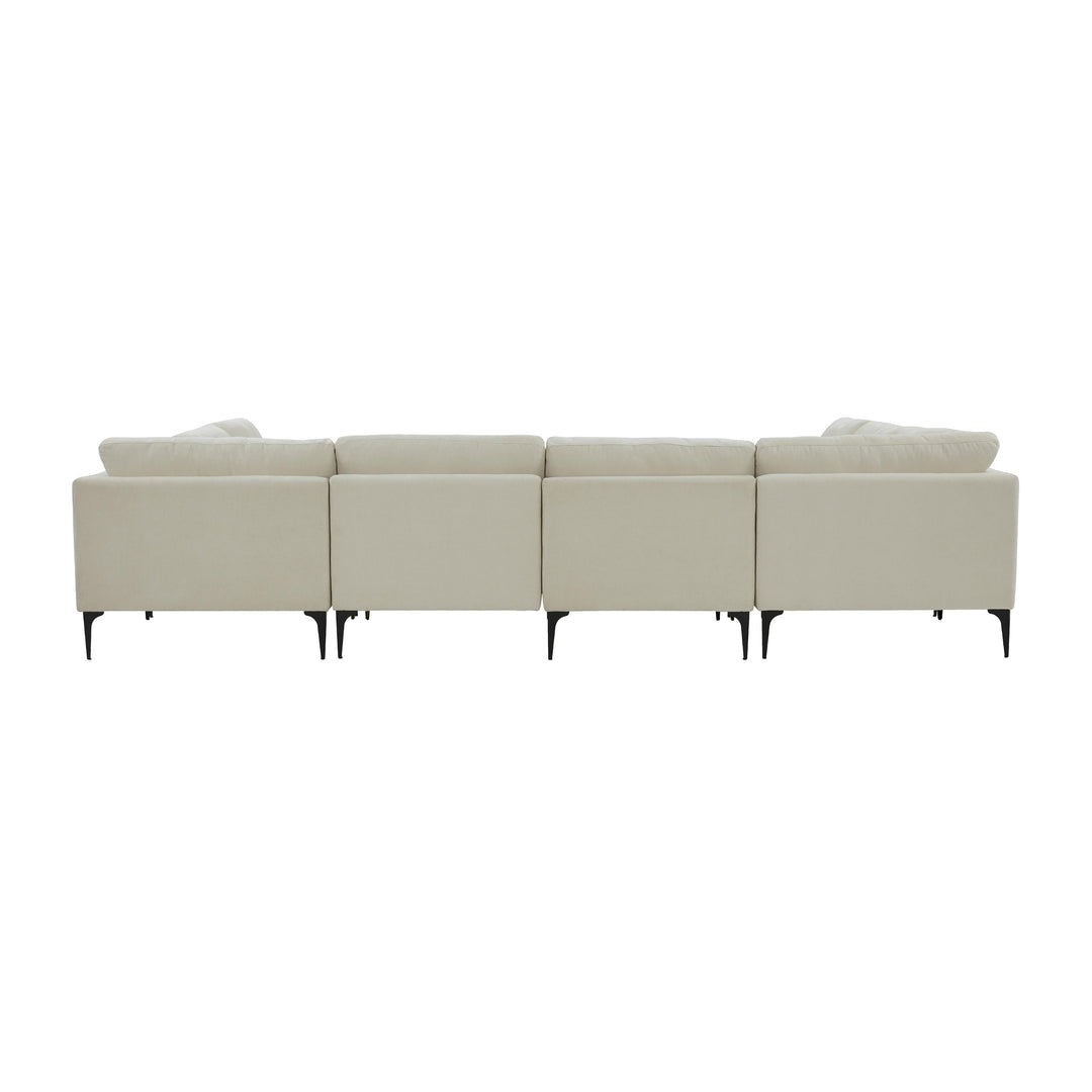 American Home Furniture | TOV Furniture - Serena Cream Velvet U-Sectional with Black Legs