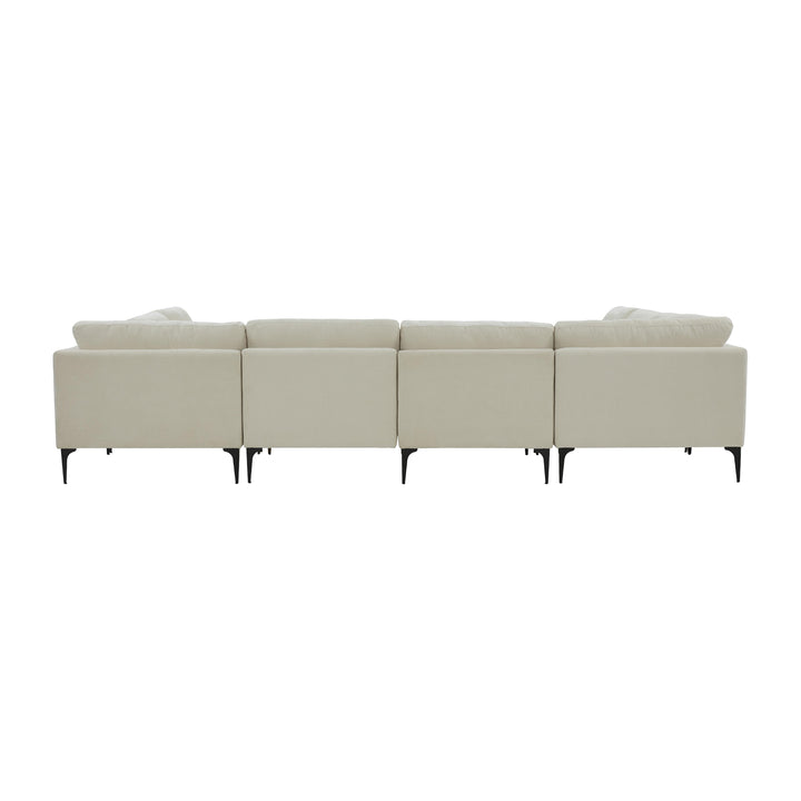 American Home Furniture | TOV Furniture - Serena Cream Velvet U-Sectional with Black Legs