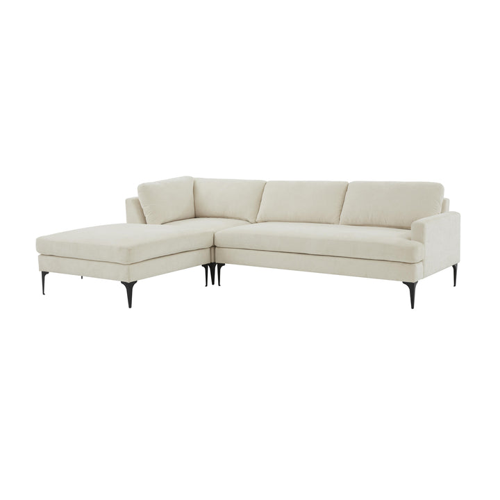 American Home Furniture | TOV Furniture - Serena Cream Velvet LAF Chaise Sectional with Black Legs