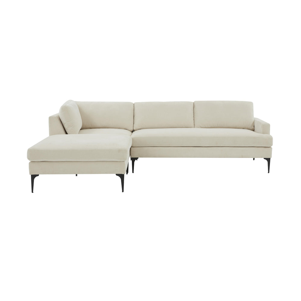 American Home Furniture | TOV Furniture - Serena Cream Velvet LAF Chaise Sectional with Black Legs