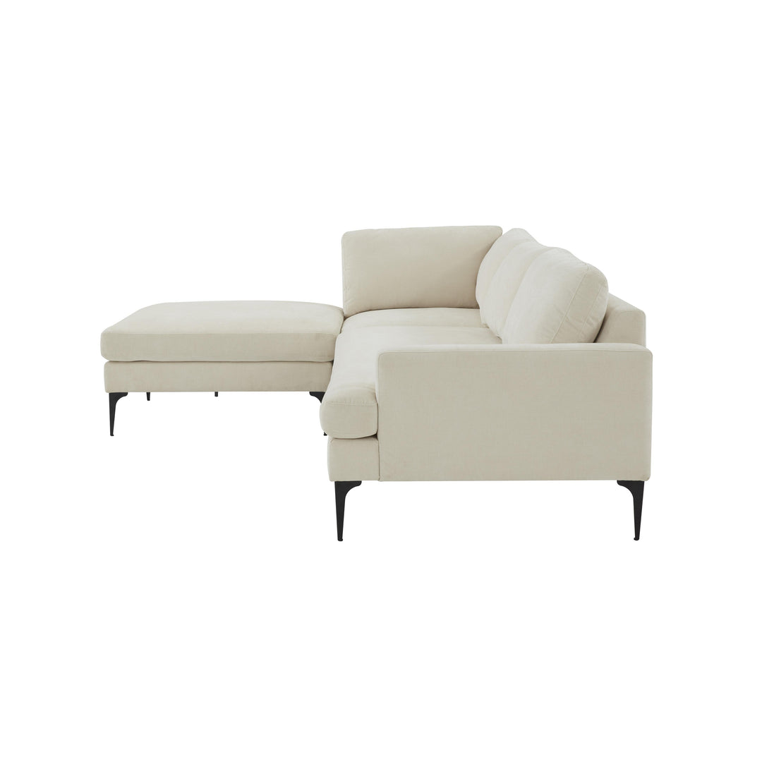 American Home Furniture | TOV Furniture - Serena Cream Velvet LAF Chaise Sectional with Black Legs