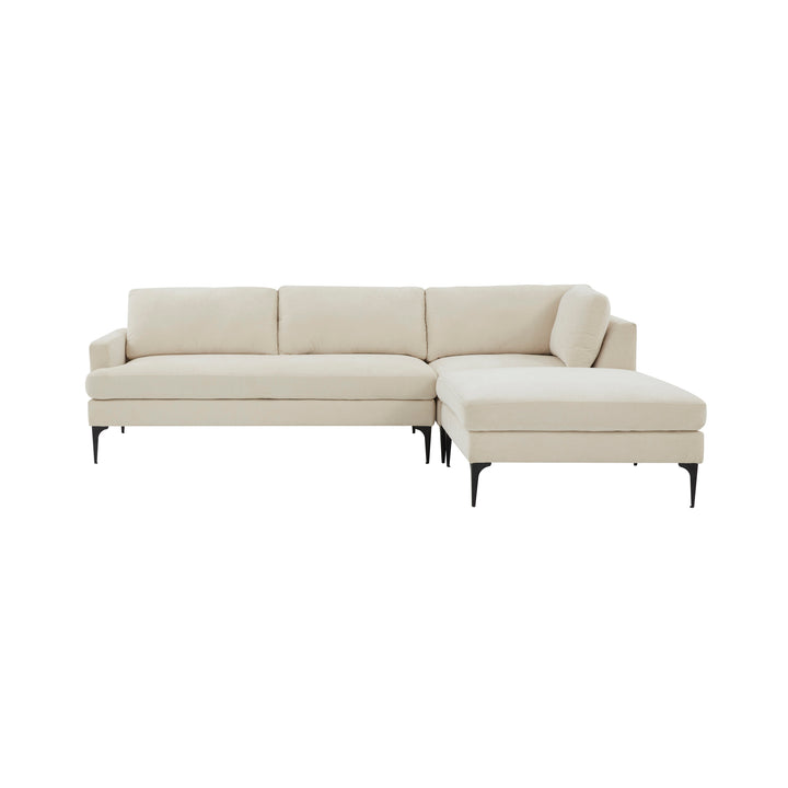 American Home Furniture | TOV Furniture - Serena Cream Velvet RAF Chaise Sectional with Black Legs