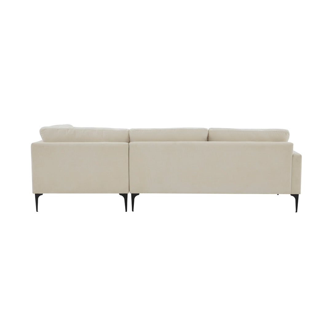 American Home Furniture | TOV Furniture - Serena Cream Velvet RAF Chaise Sectional with Black Legs