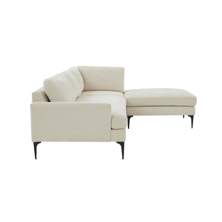 American Home Furniture | TOV Furniture - Serena Cream Velvet RAF Chaise Sectional with Black Legs