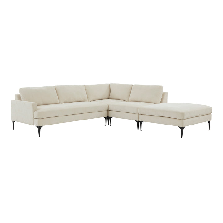 American Home Furniture | TOV Furniture - Serena Cream Velvet Large RAF Chaise Sectional with Black Legs