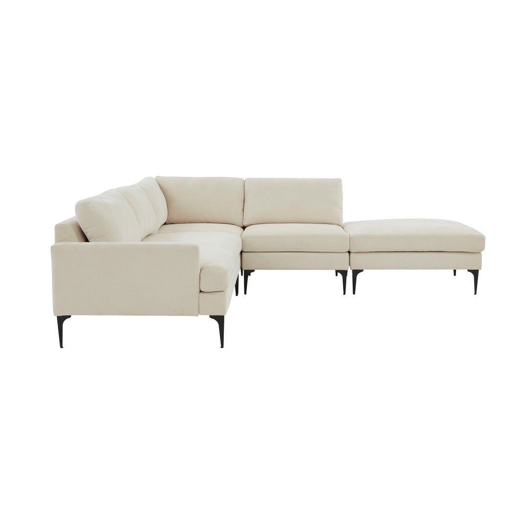 American Home Furniture | TOV Furniture - Serena Cream Velvet Large RAF Chaise Sectional with Black Legs