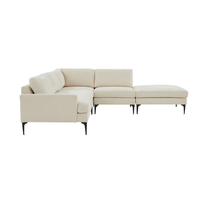 American Home Furniture | TOV Furniture - Serena Cream Velvet Large RAF Chaise Sectional with Black Legs