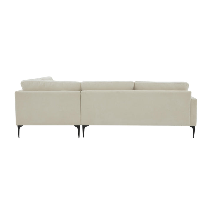 American Home Furniture | TOV Furniture - Serena Cream Velvet Large RAF Chaise Sectional with Black Legs